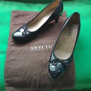 Anyi Lu black patent kitten heel